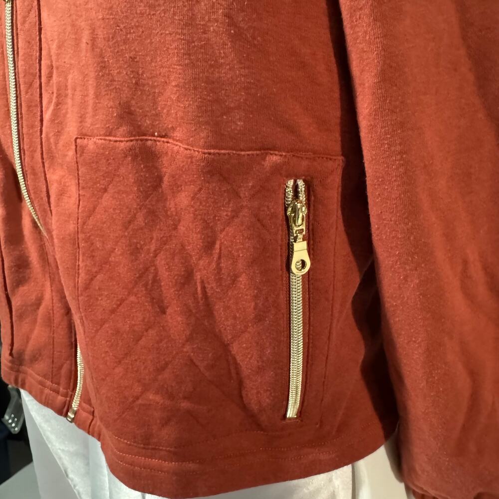 Ruby Rd. Petite Rust Quilted Zip-Up‎ Jacket - Picture 7 of 7